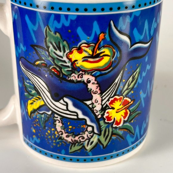 Vtg Hilo Hattie Hawaii Whale Hibiscus Ceramic Coffee Tea Cup Mug Souvenir - Picture 11 of 14